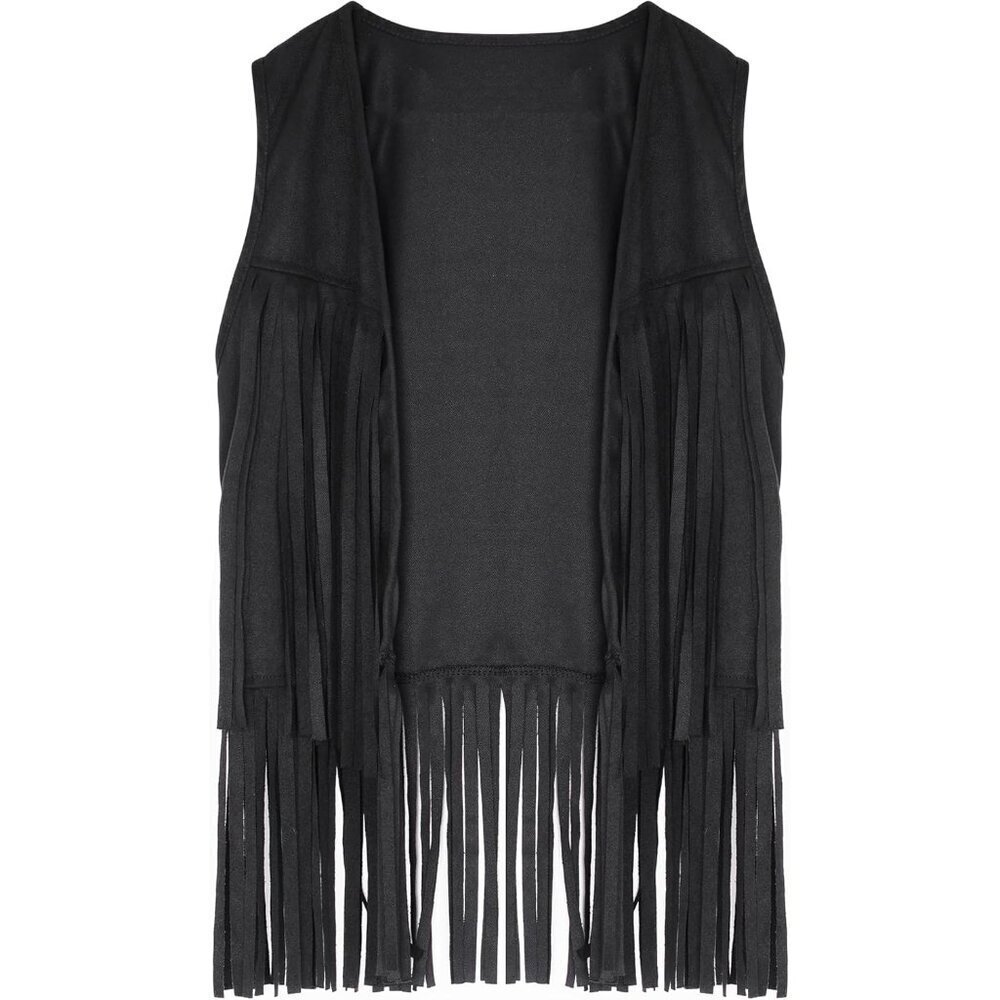 Womens Western Tassel Fringe Vest Sleeveless Hippie 70s Costume Top